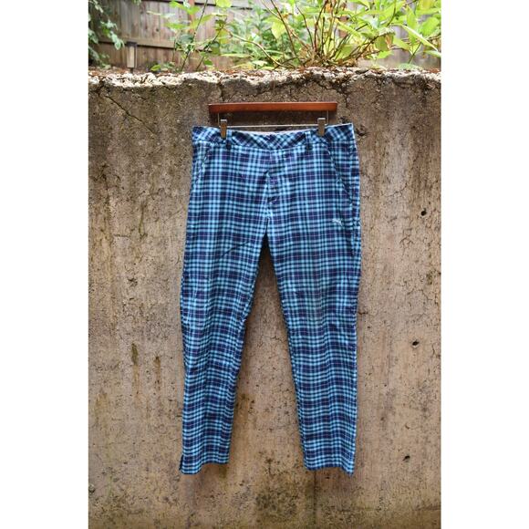 Puma Blue & Navy Plaid Golf Pants – Size 34x32 - Picture 1 of 5